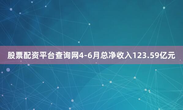 股票配资平台查询网4-6月总净收入123.59亿元
