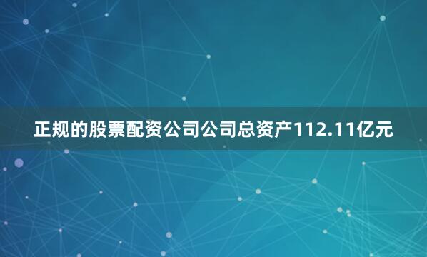 正规的股票配资公司公司总资产112.11亿元