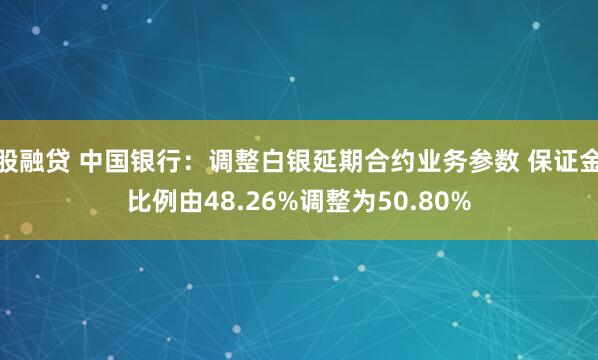 股融贷 中国银行：调整白银延期合约业务参数 保证金比例由48.26%调整为50.80%